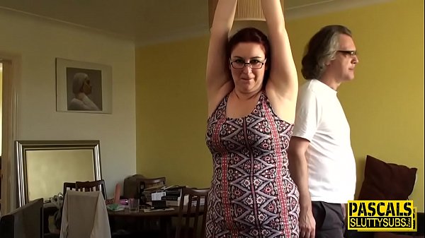 Bound chubby sub milf